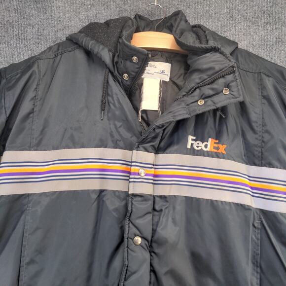 FedEx Stan Herman Men's Winter Coat Black XXL Actual 55x31.5 Vintage Striped - Picture 10 of 16